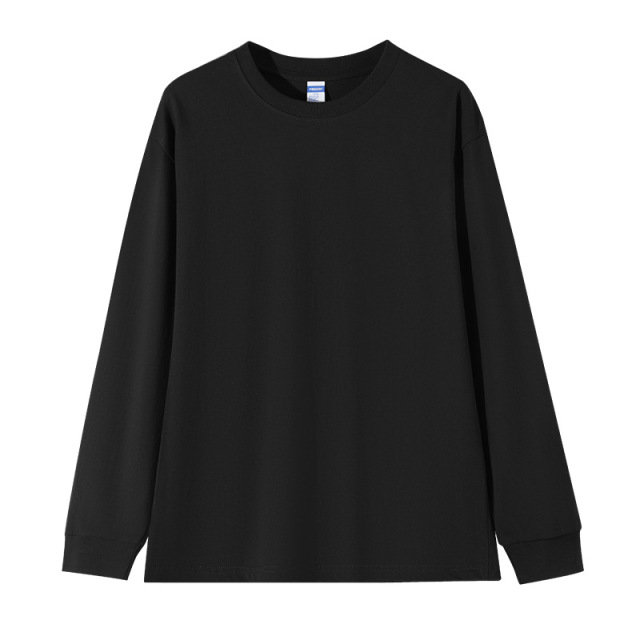 Men's 270G Heavyweight Long-Sleeve T-Shirt - White, Loose Fit with Drop Shoulders, Crew Neck, 100% Cotton, Outer Wear, Suitable for Autumn & Winter, Matching Couple Style