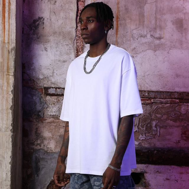 Trendy Men's Wear | High-Quality Cotton Oversized Heavyweight T-Shirt - Popular in Europe & America, Hip-Hop Style, Casual Short-Sleeve Men's T-Shirt