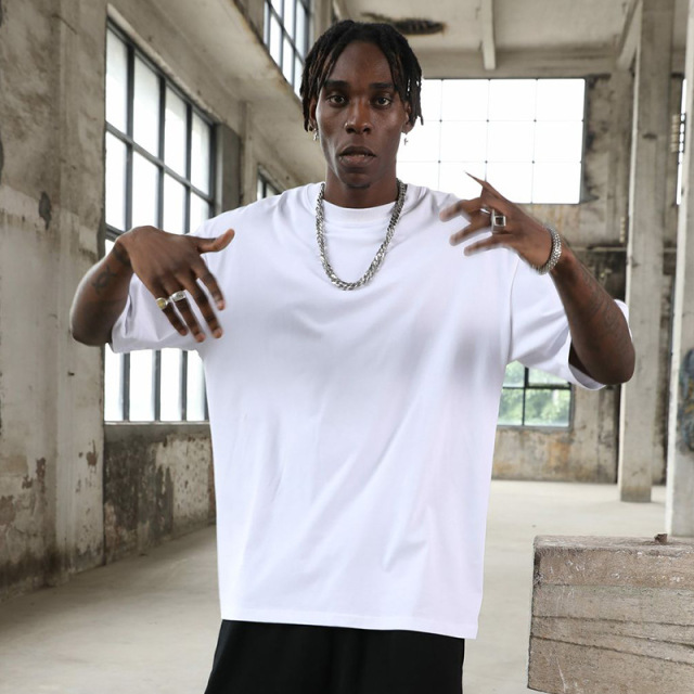 Trendy Men's Wear | High-Quality Cotton Oversized Heavyweight T-Shirt - Popular in Europe & America, Hip-Hop Style, Casual Short-Sleeve Men's T-Shirt