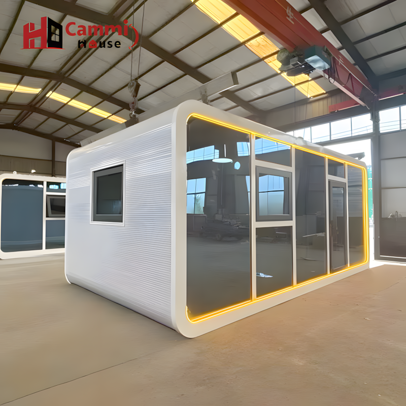 Cammi House Prefabricated Tiny House – LED-Accent Modular Guest Pod & Backyard Office