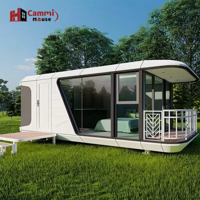 Cammi House Luxury Space Capsule Home | Modern Prefab Glamping Pod with Balcony for Sale