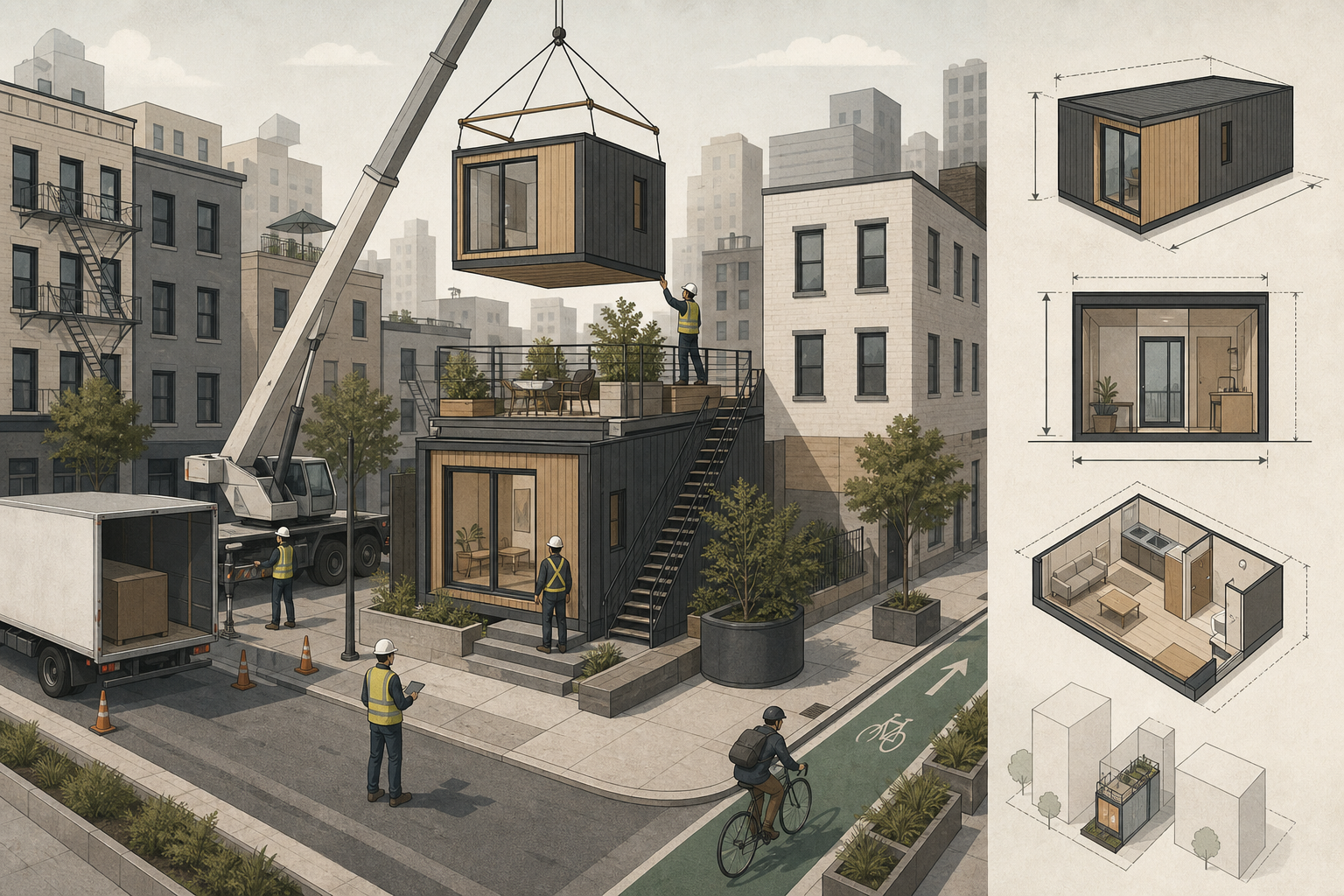 Editorial illustration for Prefab Tiny House Units for Urban Space Efficiency