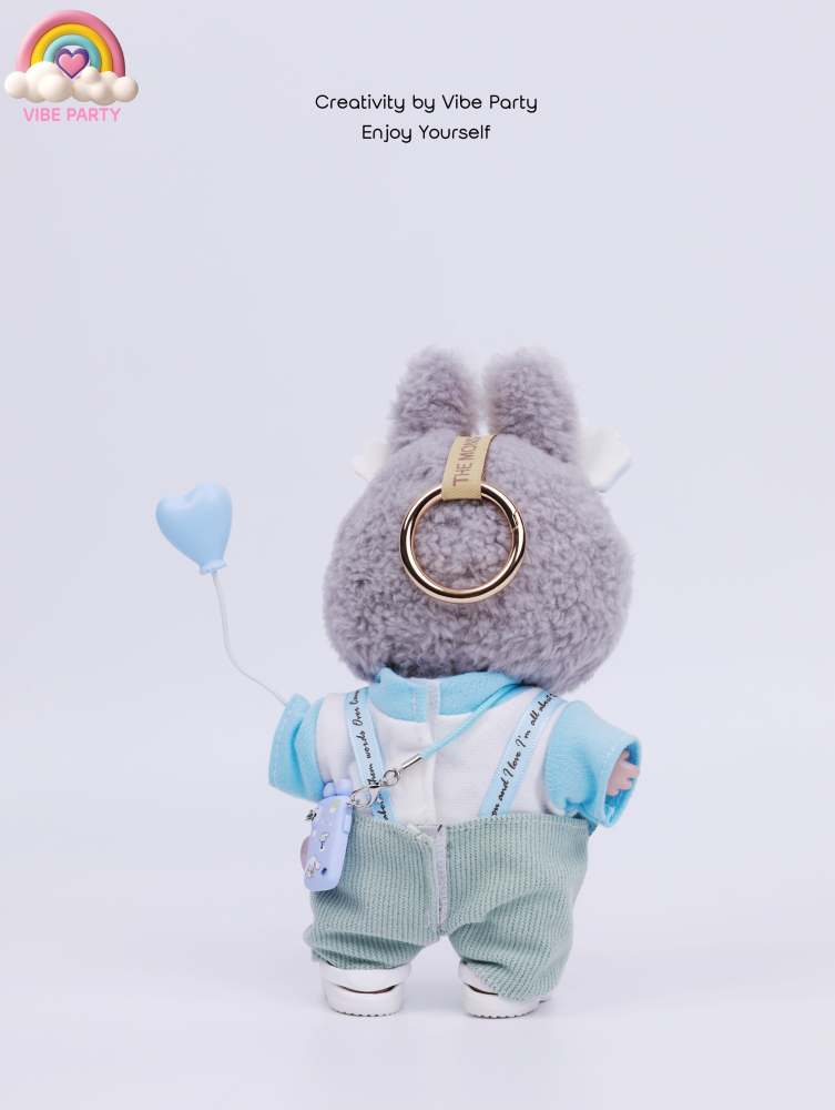 LBB Doll Clothes - Sweetheart Blue Overalls 7-Piece Set (Doll Not Included)