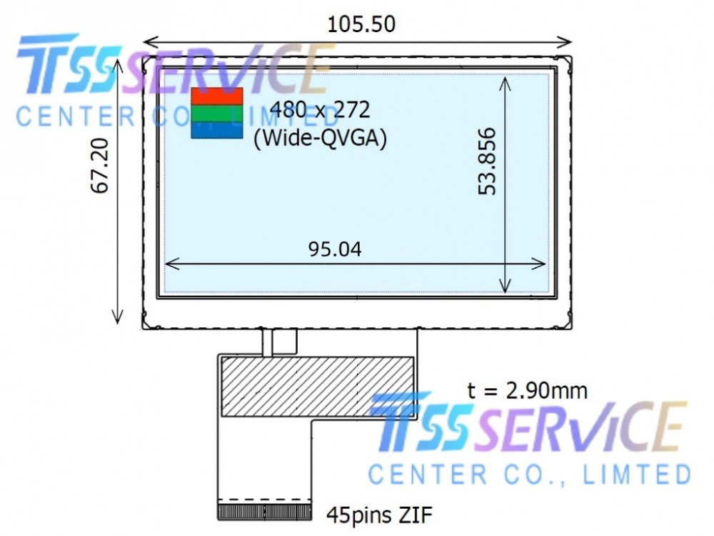 Ortustech COM43H4M09XLC 4.3 inch 480(RGB)×272 LCD Panel Screen For Industrial