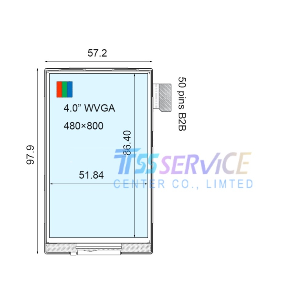 New Ortustech 4.0 inch 480*800 a-Si TFT-LCD Display Panel COM40T4M48ULX for Industrial  Handheld & PDA