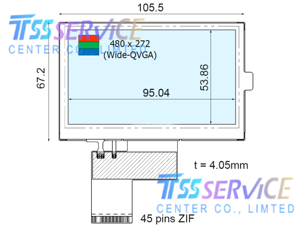 Ortustech 4.3 INCH 480×272 LCD Panel COM43H4M10XTC for Industrial