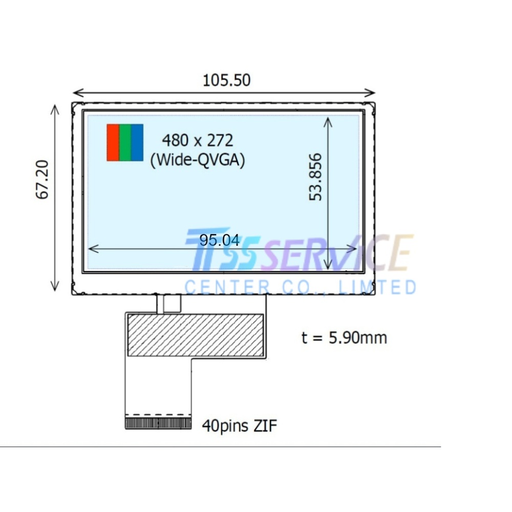New Ortustech 4.3 inch 480*272 a-Si TFT-LCD Display Panel COM43T4N95VLS for Industrial  Handheld & PDA