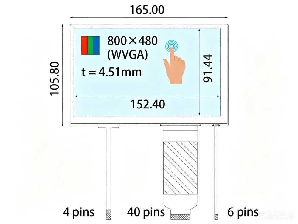 COM70T7M18ZTC 7.0inch 800×480 Ortustech Lcd Panel