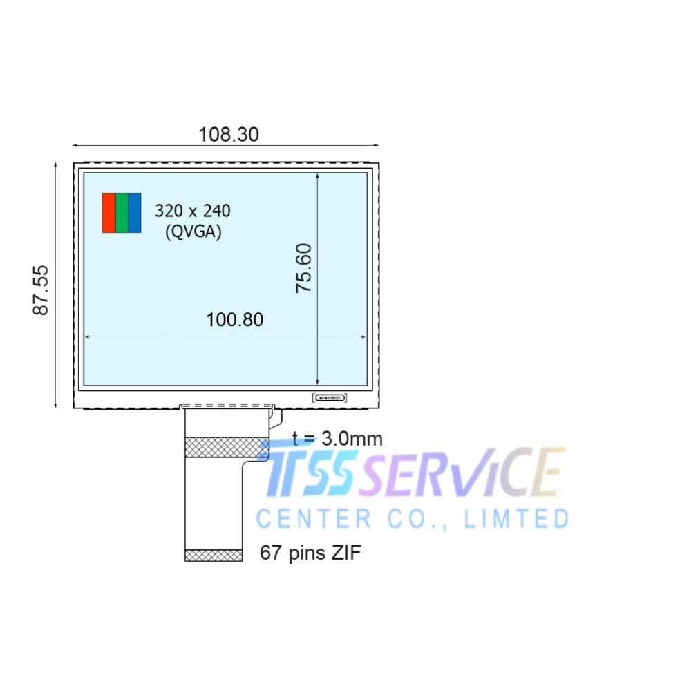 New Ortustech 5.0 inch 320*240 a-Si TFT-LCD Display Panel COM50T5119GLC for Industrial