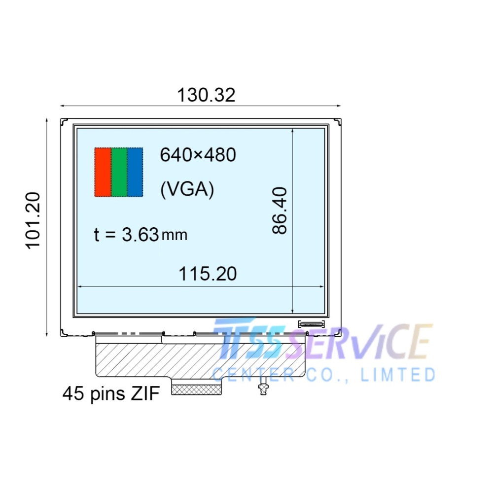 New Ortustech 5.7 inch 640*480 a-Si TFT-LCD Display Panel COM57T5133KLC for Industrial