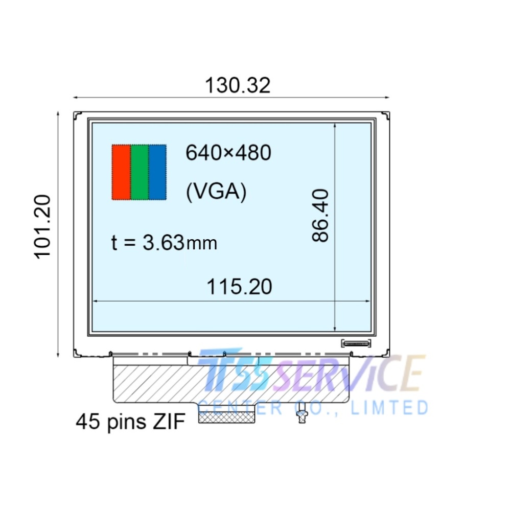 New Ortustech 5.7 inch 640*480 a-Si TFT-LCD Display Panel COM57T5M95ZLC for Industrial