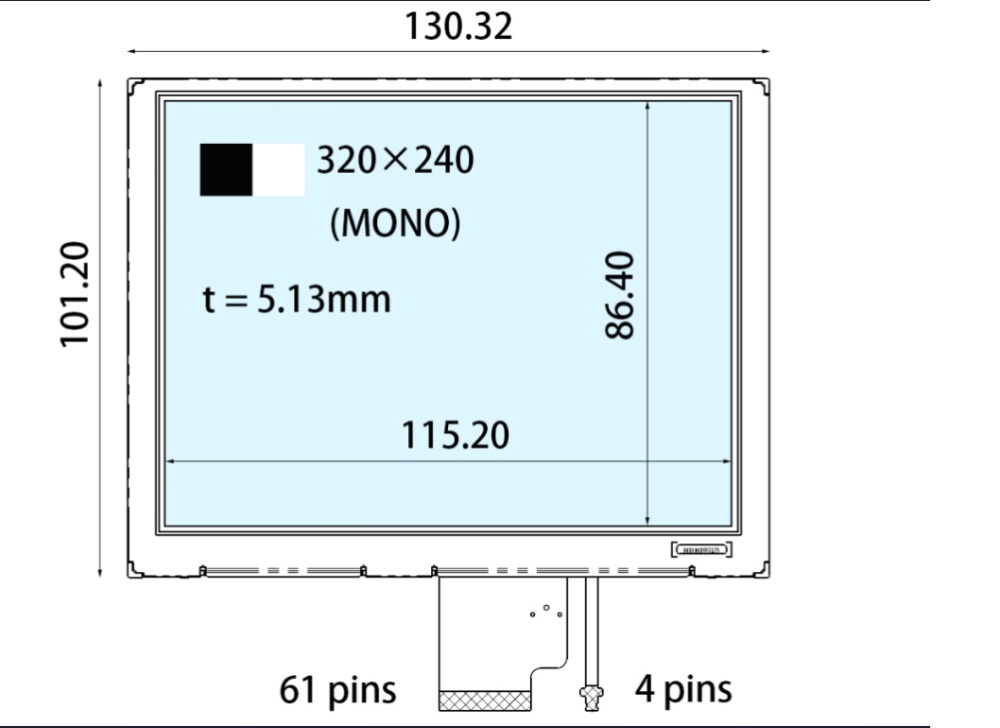 New Ortustech 5.7 inch 320*240 a-Si TFT-LCD Display Panel COM57T5M14GLC for Industrial
