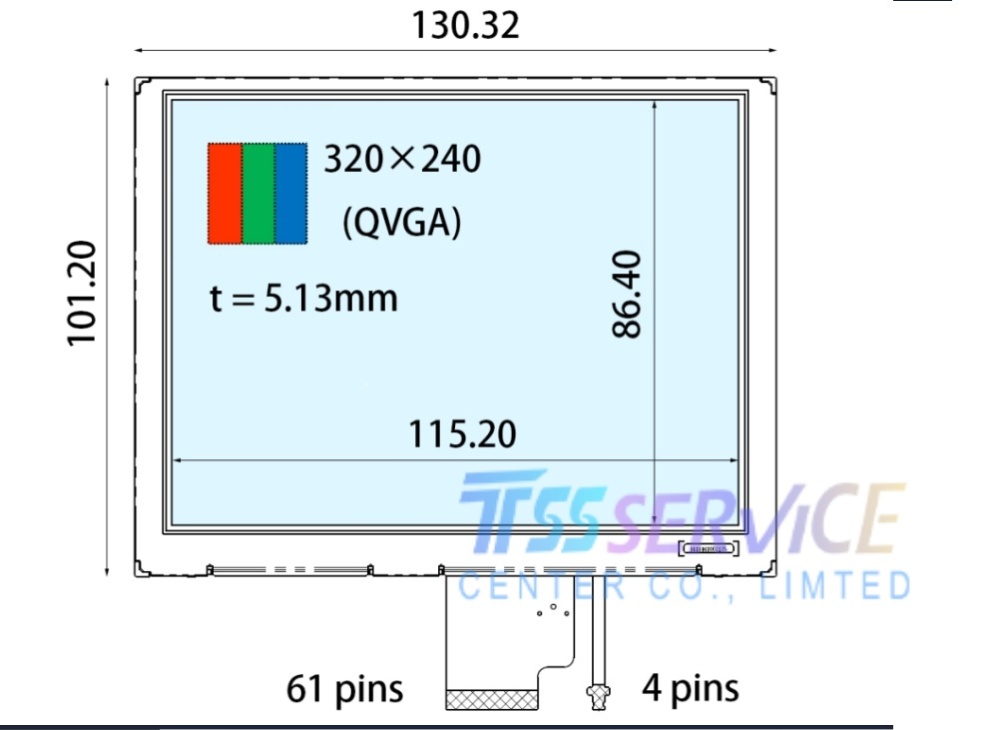 New Ortustech 5.7 inch 320*240 a-Si TFT-LCD Display Panel COM57T5M15GLC for Industrial