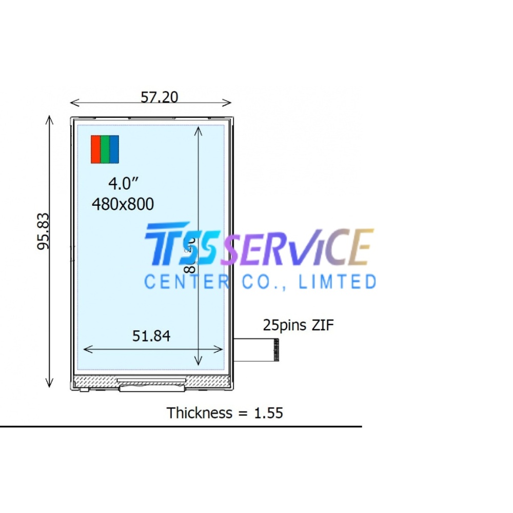 New Ortustech 4.0 inch 480*800 a-Si TFT-LCD Display Panel COM40H4M66ULC  for Industrial
