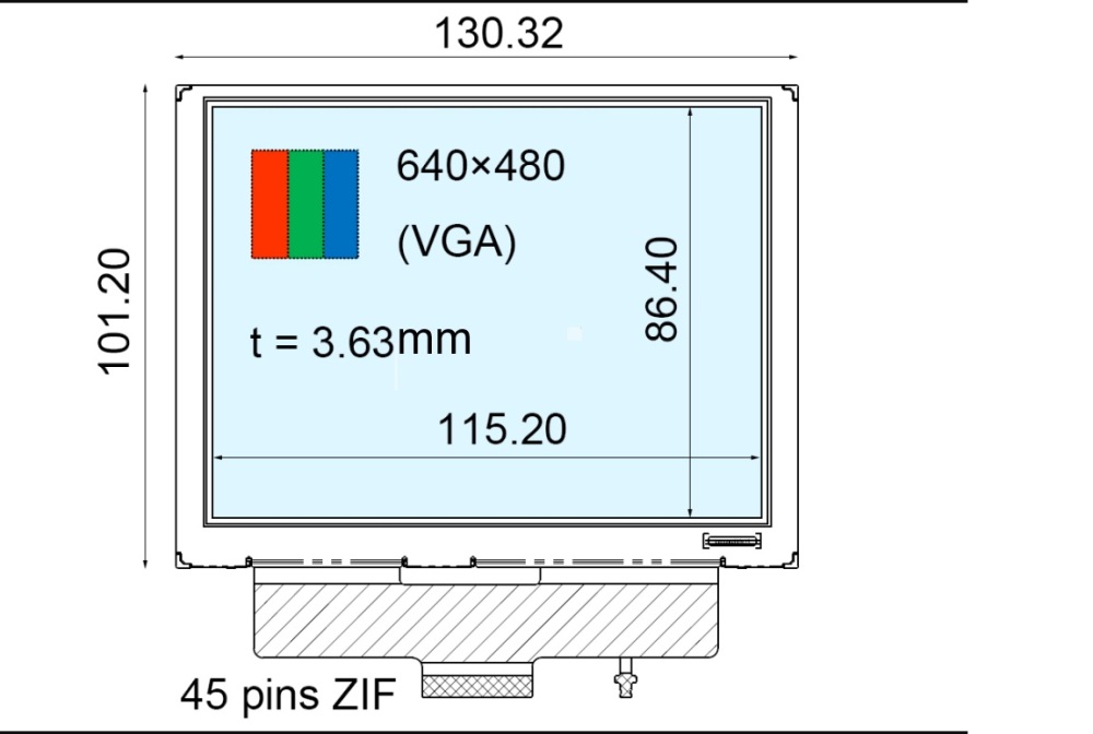 New Ortustech 5.7 inch 640*480 a-Si TFT-LCD Display Panel COM57H5138XLC  for Industrial