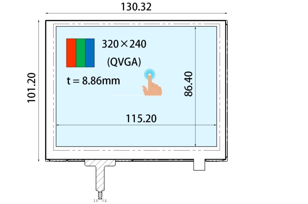 New Ortustech 5.7 inch 320*240 a-Si TFT-LCD Display Panel COM57H5M06XRC for Industrial