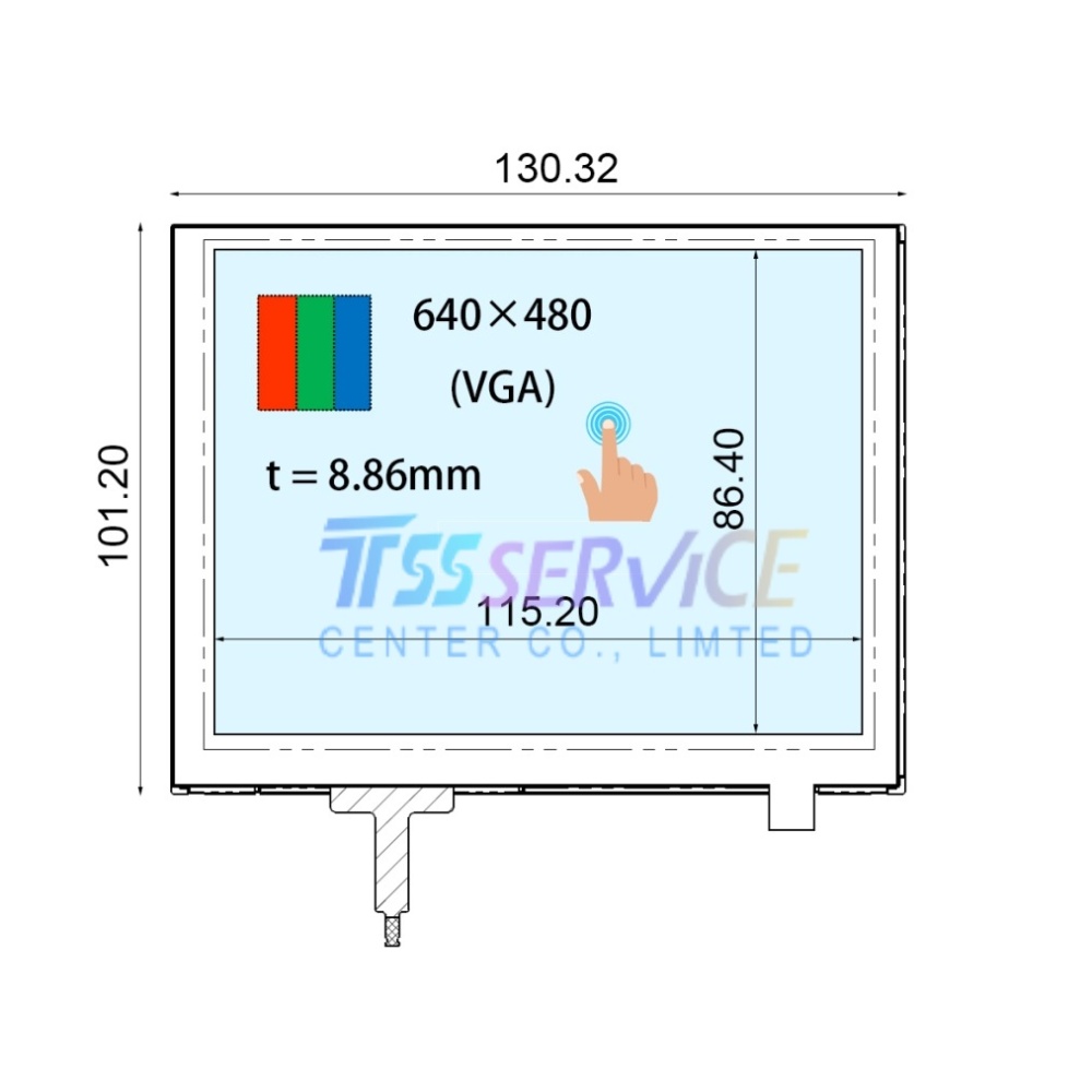 New Ortustech 5.7 inch 640*480 a-Si TFT-LCD Display Panel COM57H5M10XRC for Industrial