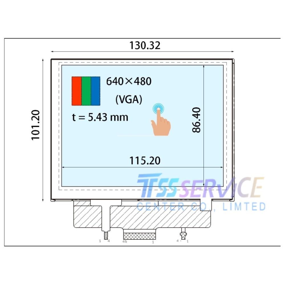 New Ortustech 5.7 inch 640*480 a-Si TFT-LCD Display Panel COM57H5M60KTC  for Industrial