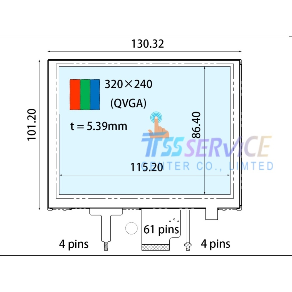 New Ortustech 5.7 inch 640*480 a-Si TFT-LCD Display Panel COM57T5M05GTC  for Industrial
