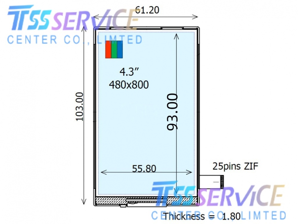 Ortustech 4.3inch LCD Panel Screen COM43H4N66ULC For Industrial