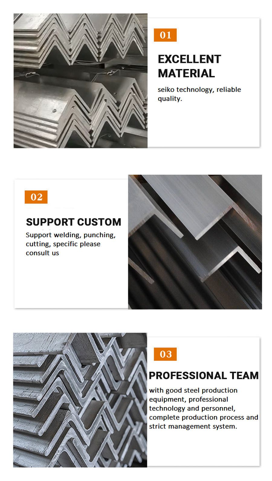 Stainless steel angle bar detail