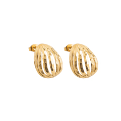 18K Gold Plated Stainless Steel Hollow Water Drop Stud Earrings for Women, Dainty Hammered Textured Minimalist Jewelry Gift