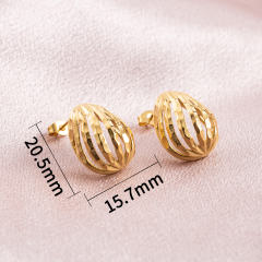 18K Gold Plated Stainless Steel Hollow Water Drop Stud Earrings for Women, Dainty Hammered Textured Minimalist Jewelry Gift