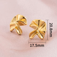 18K Gold Plated Stainless Steel Wavy Stud Earrings for Women, Tarnish Free Abstract Geometric Twisted Ripple Small Earrings