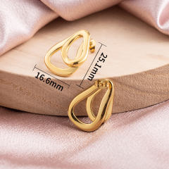 18K Gold Plated Stainless Steel Stud Earrings for Women, Geometric Teardrop Double Intertwined Statement Earrings, Hypoallergenic Fashion Jewelry