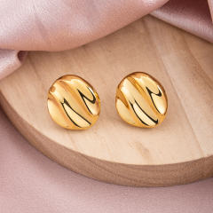 Thick 18K Gold Plated Hoop Earrings for Women, Stainless Steel Chunky Statement Dainty Huggie Earrings, Water Resistant Jewelry
