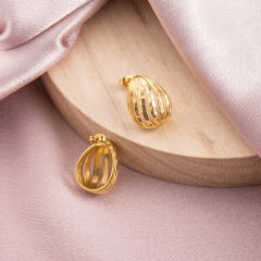 18K Gold Plated Stainless Steel Hollow Water Drop Stud Earrings for Women, Dainty Hammered Textured Minimalist Jewelry Gift