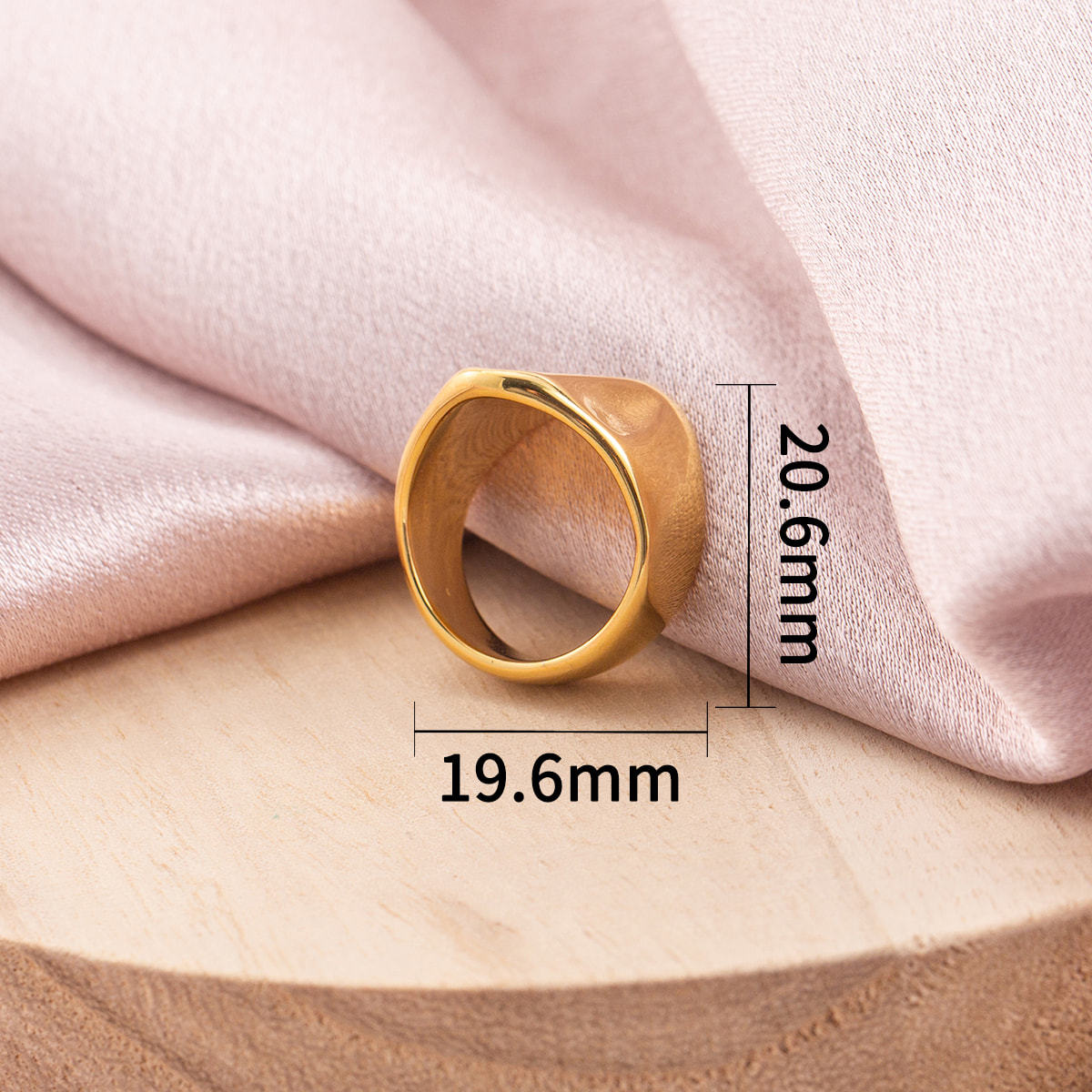 18K Gold Plated Stainless Steel Chunky Statement Ring for Women, Irregular Molten/Wavy Dome Wide Band, Minimalist Waterproof Geometric Jewelry