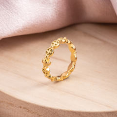 Minimalist Cross Link Stacking Ring, 18K Vacuum Plated Stainless Steel Faith Band Ring, Waterproof Tarnish Free Everyday Jewelry