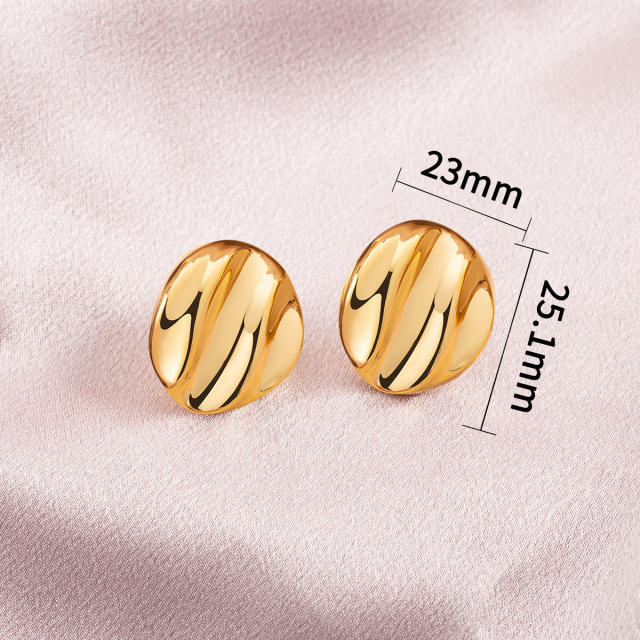 Thick 18K Gold Plated Hoop Earrings for Women, Stainless Steel Chunky Statement Dainty Huggie Earrings, Water Resistant Jewelry
