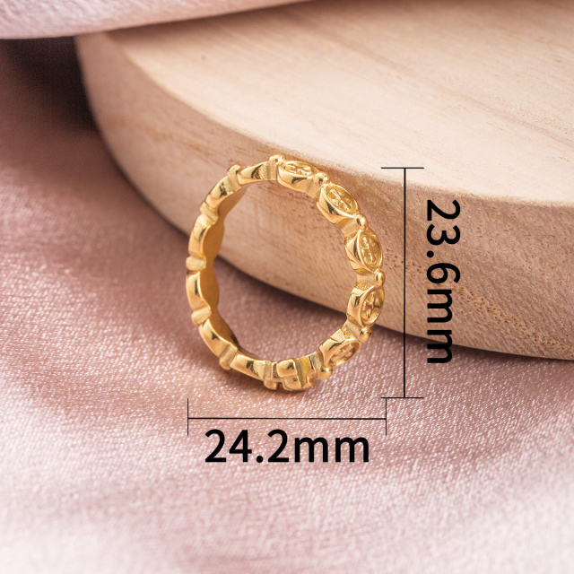 Minimalist Cross Link Stacking Ring, 18K Vacuum Plated Stainless Steel Faith Band Ring, Waterproof Tarnish Free Everyday Jewelry