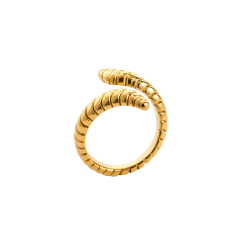 18K Gold Plated Stainless Steel Serpent Croissant Ring for Women, Fixed Size Chunky Stackable Ring, Waterproof Tarnish Resistant Statement Jewelry