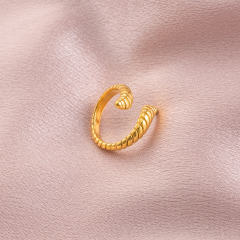 18K Gold Plated Stainless Steel Serpent Croissant Ring for Women, Fixed Size Chunky Stackable Ring, Waterproof Tarnish Resistant Statement Jewelry