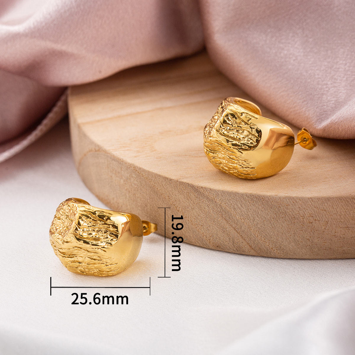 Irregular Molten Texture Gold Hoop Earrings, Stainless Steel 18K Gold Plated, Statement Chunky Waterproof Jewelry for Women