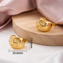 Irregular Molten Texture Gold Hoop Earrings, Stainless Steel 18K Gold Plated, Statement Chunky Waterproof Jewelry for Women