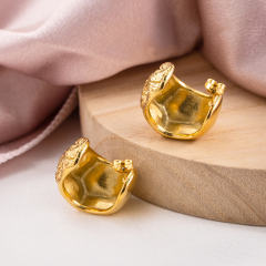Irregular Molten Texture Gold Hoop Earrings, Stainless Steel 18K Gold Plated, Statement Chunky Waterproof Jewelry for Women