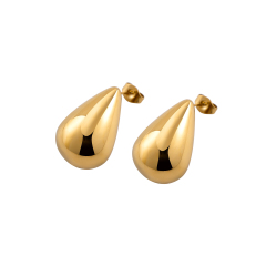 18K Gold Plated Waterdrop Stud Earrings for Women, Tarnish Free Chunky Teardrop Dainty Drop Earrings, Minimalist Sculptural Jewelry Gift for Her