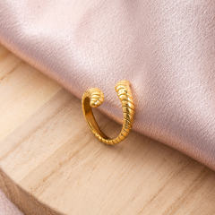 18K Gold Plated Stainless Steel Serpent Croissant Ring for Women, Fixed Size Chunky Stackable Ring, Waterproof Tarnish Resistant Statement Jewelry