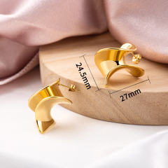 18K Gold Plated Twisted Hoop Earrings for Women, Minimalist Spiral Curve Stud Earrings, Modern Abstract Geometric Jewelry Gift