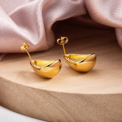 18K Gold Plated Waterdrop Stud Earrings for Women, Tarnish Free Chunky Teardrop Dainty Drop Earrings, Minimalist Sculptural Jewelry Gift for Her