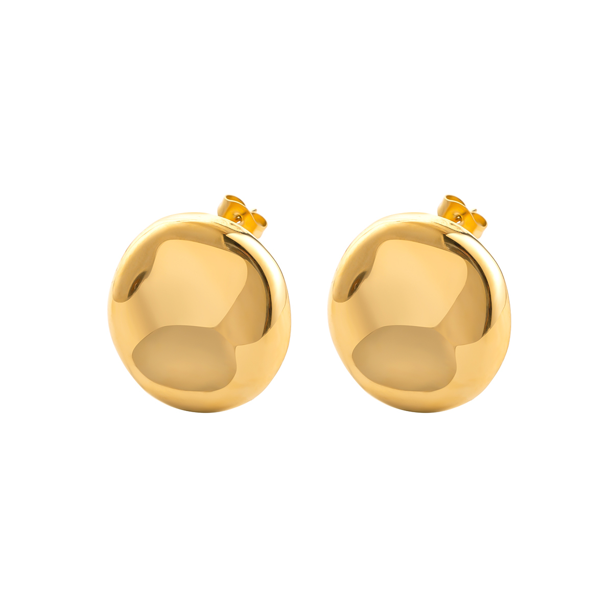 18K Gold Plated Stainless Steel Irregular Stud Earrings for Women, Chunky Hammered Textured Waterdrop Disc Statement Earrings, Hypoallergenic