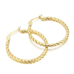 Twisted Rope Stainless Steel Hoop Earrings 18K Gold Plated Classic Fashion Jewelry for Women