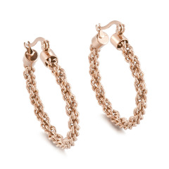 Stainless Steel Waterproof Tarnish Resistant Twisted Rope Hoop Earrings 18K Gold Plated Hypoallergenic Everyday Minimalist Jewelry