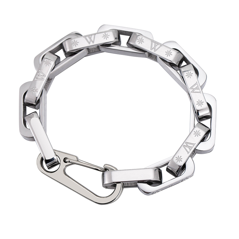 Stainless Steel Rainbow Black Gold Chain Bracelet for Men Women, Chunky Colorful Link Wristband with Secure Carabiner Clasp, Hypoallergenic Jewelry
