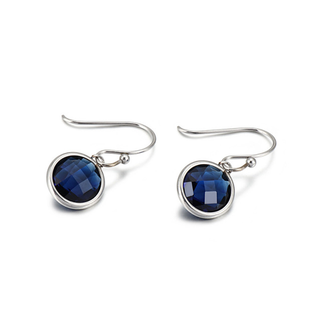 Stainless Steel Birthstone Dangle Earrings for Women Girls, Round Cubic Zirconia Hypoallergenic Drop Hook Earrings, Multi-Color Christmas/Birthday Jewelry Gift