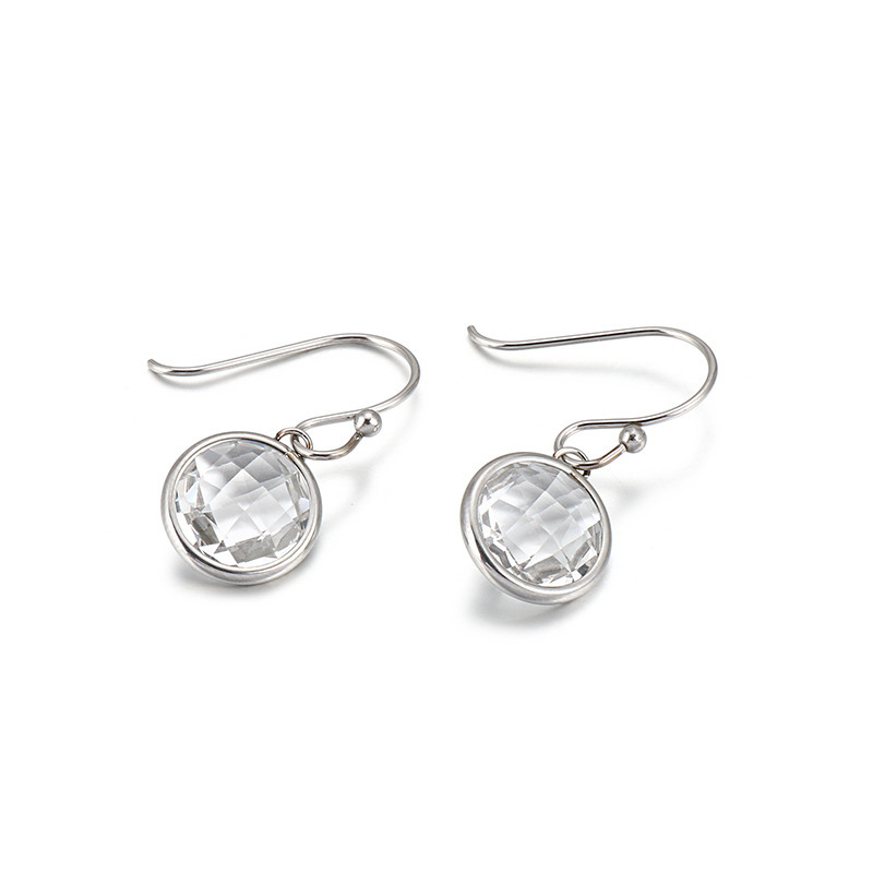 Stainless Steel Birthstone Dangle Earrings for Women Girls, Round Cubic Zirconia Hypoallergenic Drop Hook Earrings, Multi-Color Christmas/Birthday Jewelry Gift